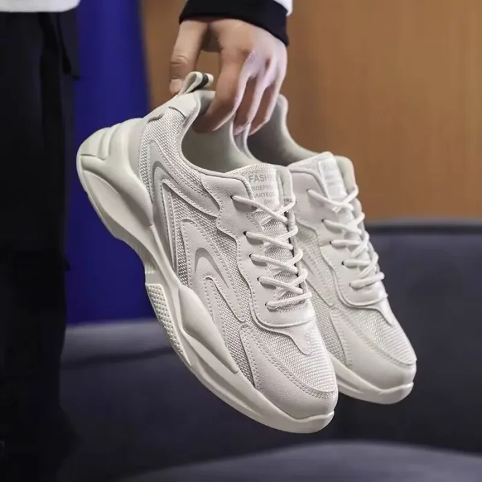 2025 New Design Men's Sneaker Breathable Thick-Soled Sport Shoes Comfortable Elastic Sole Athletic Shoes for Daily Wear - Image 3