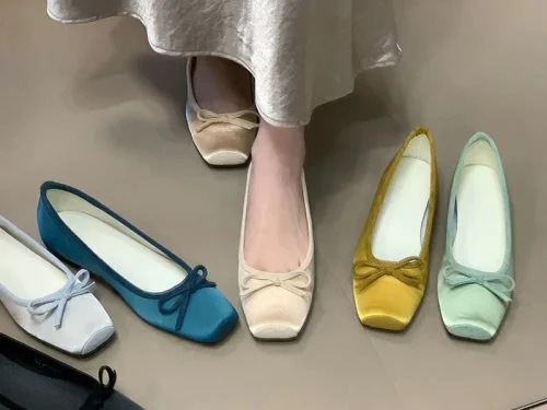 French Style Elegant Women's Shoes 2025 New Satin Bow Accent Hidden Wedge Flats - High Quality, Affordable Chic Footwear