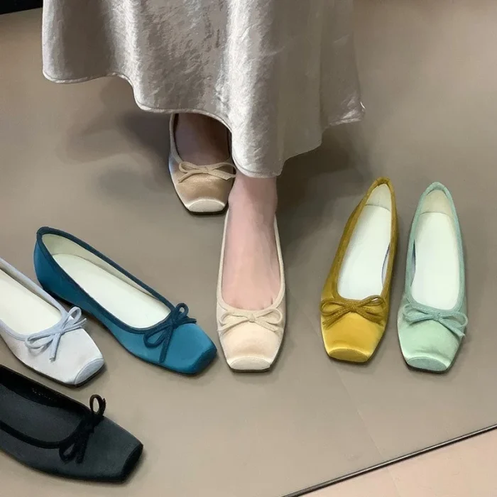 French Style Elegant Women's Shoes 2025 New Satin Bow Accent Hidden Wedge Flats - High Quality, Affordable Chic Footwear