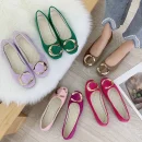 Womens Flat Shoes Casual Metal Buckle Round Toe Slip on Flats Comfortable Everyday Footwear Ideal for Work and Leisure Stylish