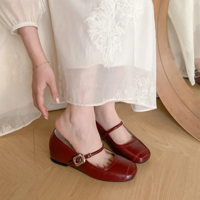 French Vintage Mary Jane Flats for Women - Elegant Spring Autumn Silver Shoes with Superior Quality and Affordable Price - Image 5