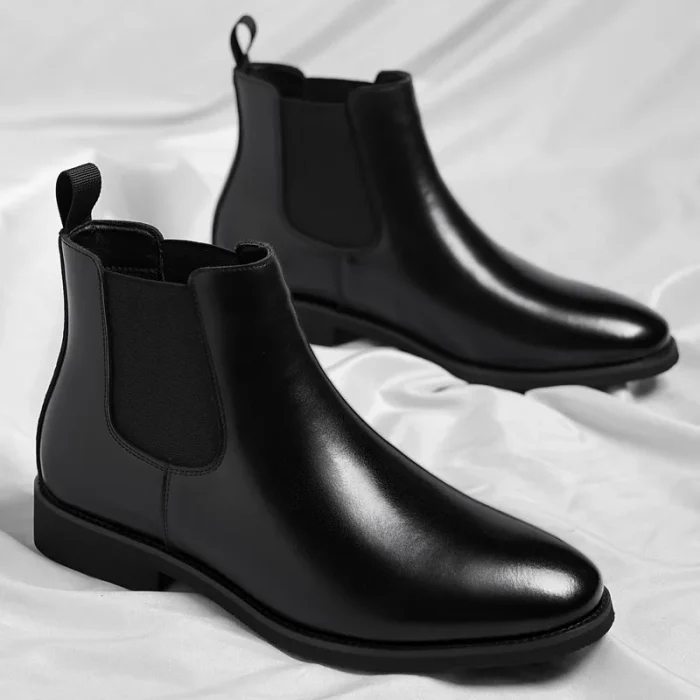 Luxury Men's Vintage Chelsea Boots Retro Chukka Boots Warm Fur Lined Leather Ankle Shoes  Large Size Martin Boots - Image 2