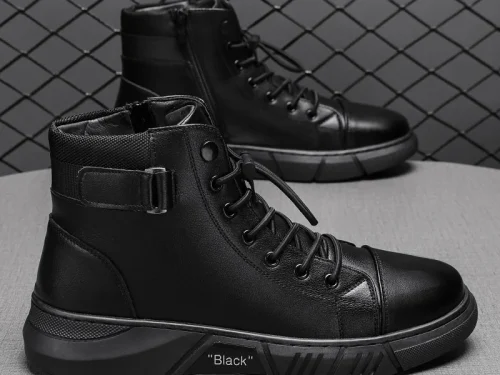 New Design Men's Martin Boots Casual High-Top Leather Boots Thickened Warm Snow Boots Plus Size Men's Footwear