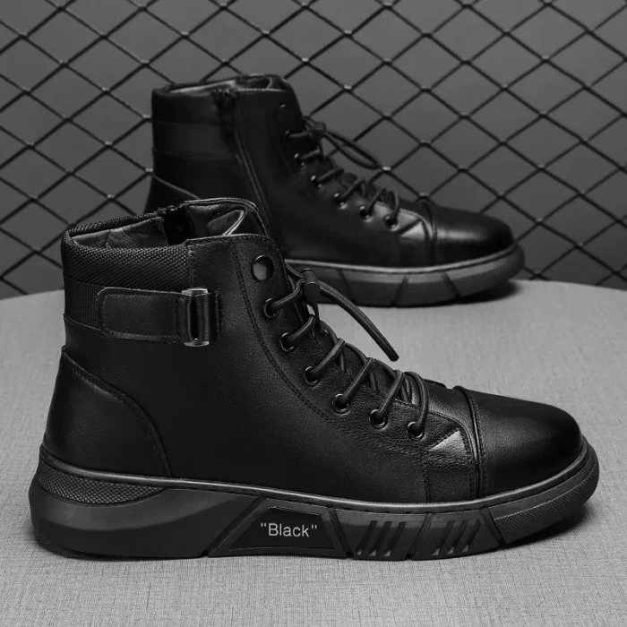 New Design Men's Martin Boots Casual High-Top Leather Boots Thickened Warm Snow Boots Plus Size Men's Footwear