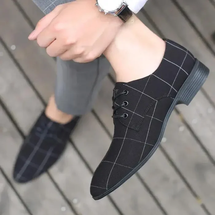 2025 Hot Selling Men's Dress Shoes Casual Canvas Leather Shoes Minimalist Gentleman Suit Shoes for Party or Wedding - Image 3