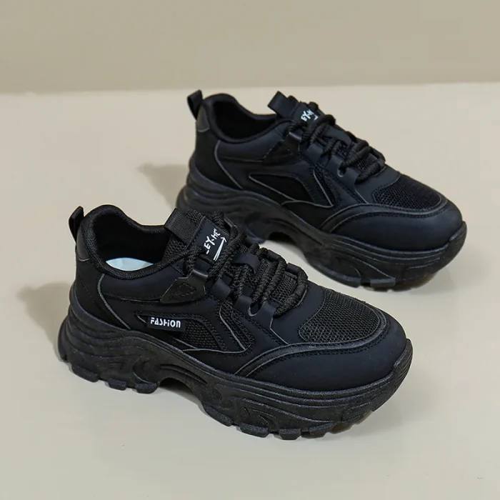 Womens Clunky Sneakers Spring New Thick Sole Casual Shoes Breathable Height Increasing Sports Footwear for Comfort and Style - Image 6