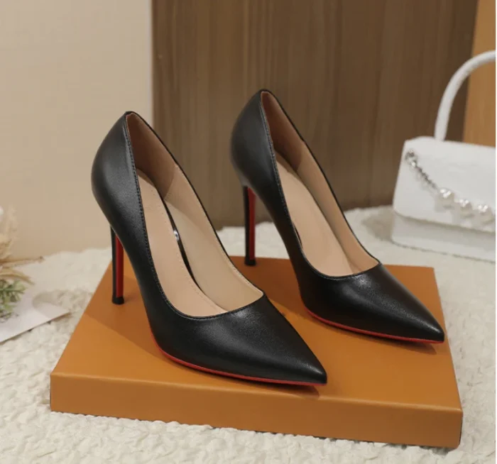 Women's Black High Heels - Professional Soft Leather Pumps with Slim Heels for Comfortable All-Day Wear, Ideal for Office - Image 2