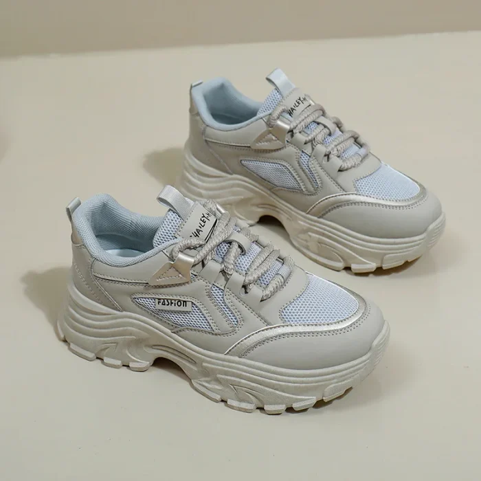 Womens Clunky Sneakers Spring New Thick Sole Casual Shoes Breathable Height Increasing Sports Footwear for Comfort and Style - Image 5