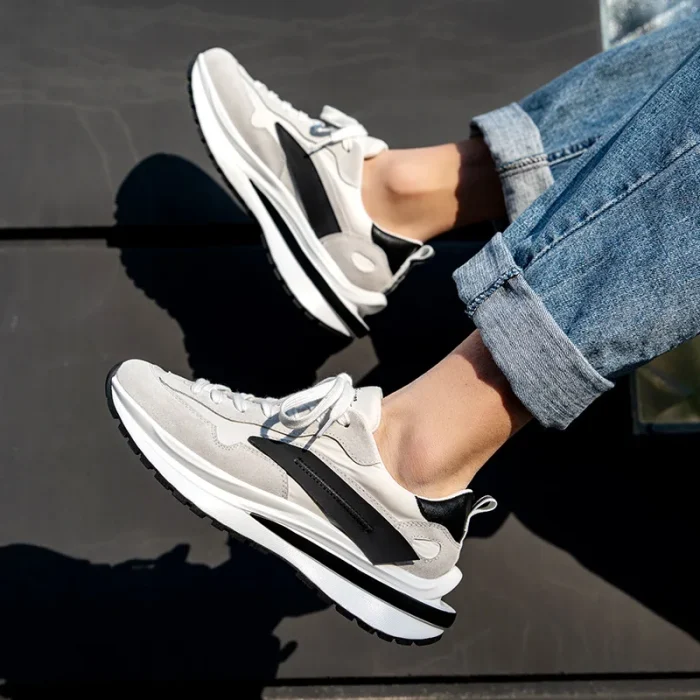 Men Footwear Casual Classic Luxury Leather Walking Style Jogger Shoes Sneaker Man - Image 2