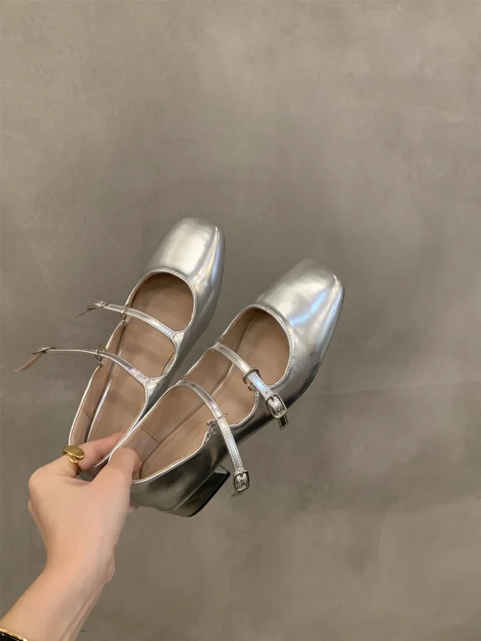 Red Chunky Heel Mary Jane Shoes for Women - New Summer French Style with Affordable Price and High Quality - Image 5