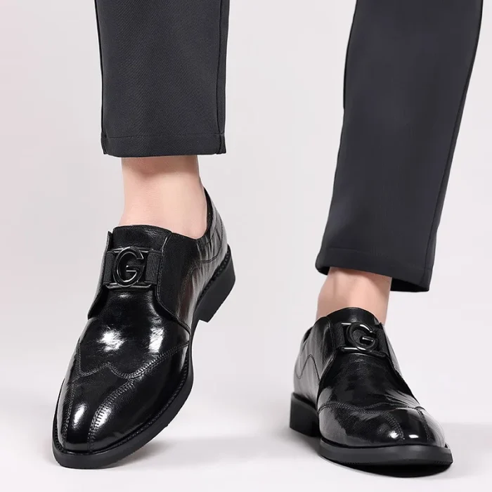 2025 Men's Leather Dress Shoes Handmade Business Formal Genuine Leather British Casual Slip on High-End Men's Loafers - Image 3