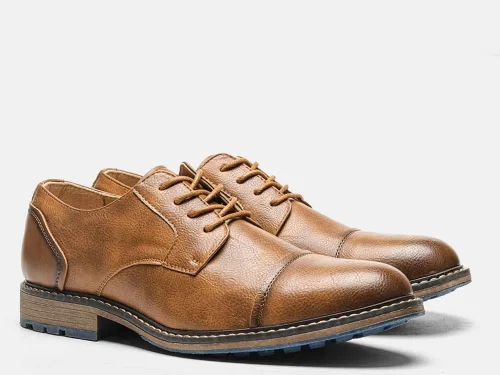 2025 New Trend Men's Dress Shoes Large Size Retro Brown Leather Business Shoes Summer Fashion Casual Footwear
