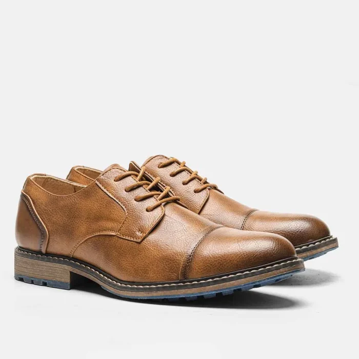2025 New Trend Men's Dress Shoes Large Size Retro Brown Leather Business Shoes Summer Fashion Casual Footwear