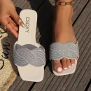 Lower Price Women Flat Slippers One Strap Flat Slide Sandals for Women Open Toe Outdoor Slip on Large Size Casual Sandals