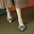 Elegant Pointed Toe Flats for Women with Bow, Rhinestone Slip-On Design, Soft Sole, Affordable Quality