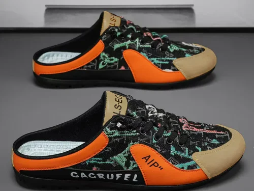 2025 New Trend Men's Casual Shoes Canvas Slip-On Sneakers Backless Half-Slippers Comfortable Walking Shoes