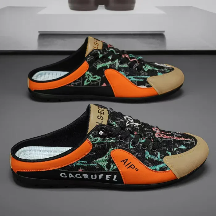 2025 New Trend Men's Casual Shoes Canvas Slip-On Sneakers Backless Half-Slippers Comfortable Walking Shoes