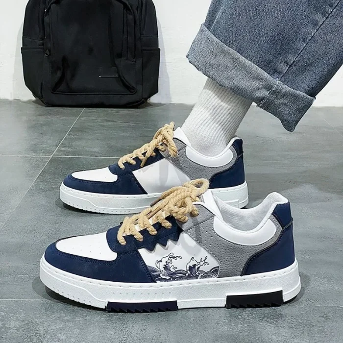 2025 High Quality Men's Casual Sneakers Rubber Thick-Soled Sports Shoes PU Upper with Stylish Patterns - Image 5