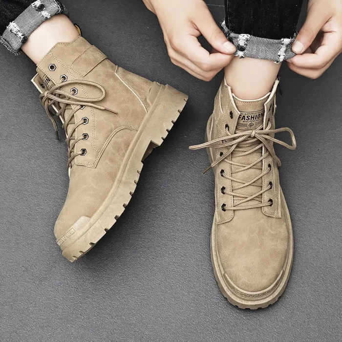 High Quality Men's Martin Boots Fall and Winter Top British Style Outdoor Motorcycle Boots Warm Leather Boots for Men - Image 3