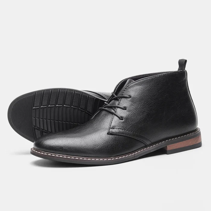 Men's Chelsea Boots Classic British Style Black Low Heel Chukka Boot Top Grain Leather Shoes for Parties and Formal Occasions - Image 6