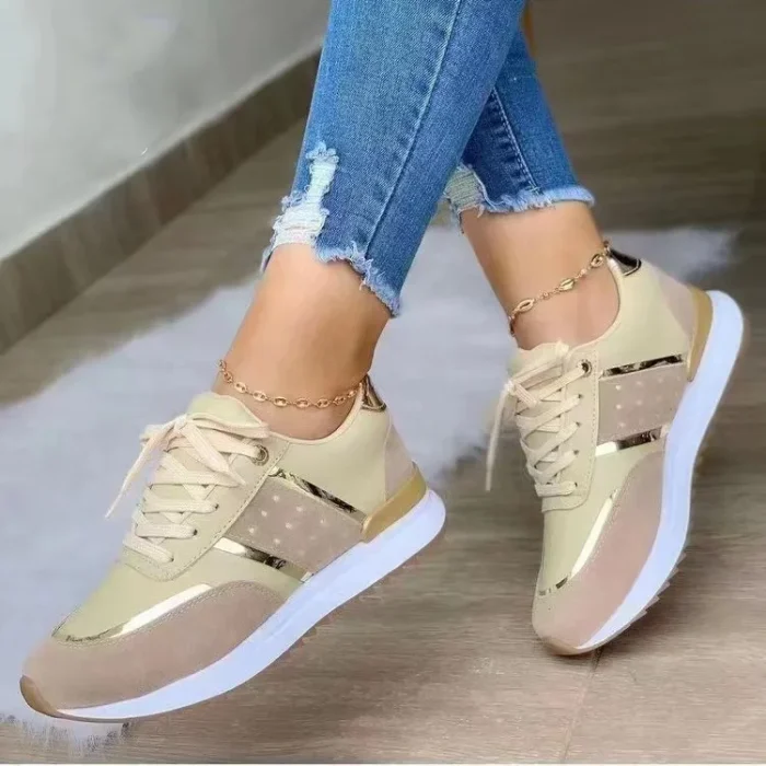 2025 New Arrival Women's Large Size Athletic Sneakers Thick Sole Casual Shoes Summer Lace up Sports Footwear in Stock - Image 4