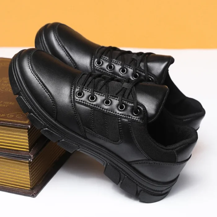 2025 New Trend Men's Leather Casual Shoes Non-Slip Lace-Up Sneaker Fashion Travelling Shoes for Comfort and Style - Image 2