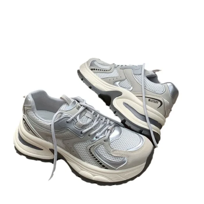 2025 Hot Sale Women's Clunky Sneakers Non Slip Durable Lace up Casual Comfortable Sports Shoes for Everyday Wear - Image 5