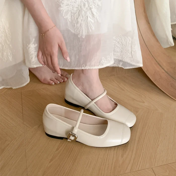French Vintage Mary Jane Flats for Women - Elegant Spring Autumn Silver Shoes with Superior Quality and Affordable Price - Image 4