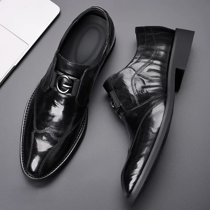 2025 Men's Leather Dress Shoes Handmade Business Formal Genuine Leather British Casual Slip on High-End Men's Loafers - Image 2