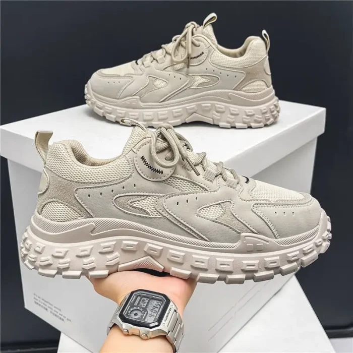 New Design Men's Casual Shoes Mid-Top Sneakers Durable Non-Slip Unique Round Toe Shoes for  Outdoor Everyday Wear