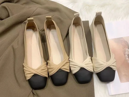 2025 Myway New Women's Flat Shoes Square Toe Soft Sole Casual Shoes Comfortable Stylish Light Jelly Party Flat Shoes