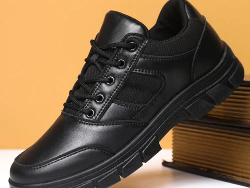 2025 New Trend Men's Leather Casual Shoes Non-Slip Lace-Up Sneaker Fashion Travelling Shoes for Comfort and Style