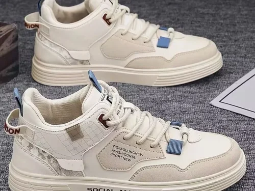 Men's Casual Mid-Top Canvas Sneakers Waterproof Shoes for Spring and Autumn Comfort Stylish Breathable Footwear for Everyday Use