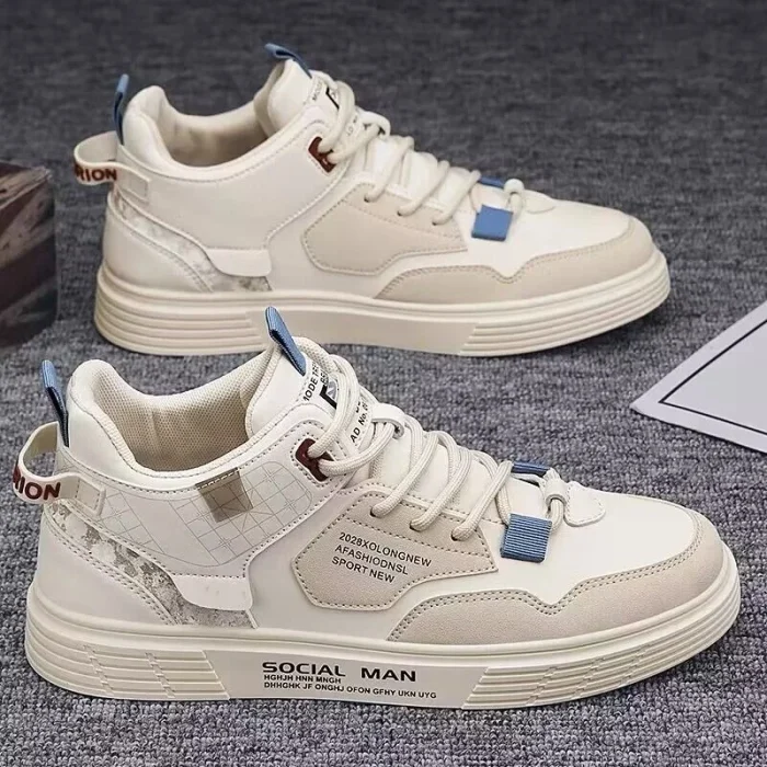 Men's Casual Mid-Top Canvas Sneakers Waterproof Shoes for Spring and Autumn Comfort Stylish Breathable Footwear for Everyday Use
