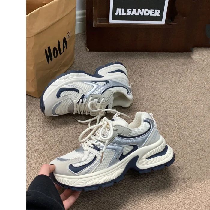 2025 Hot Sale Women's Clunky Sneakers Non Slip Durable Lace up Casual Comfortable Sports Shoes for Everyday Wear - Image 2