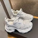 2025 New Spring Autumn Women's Clunky Sneakers Thick Sole Silver Breathable Mesh Lightweight Casual Versatile Sports Shoes