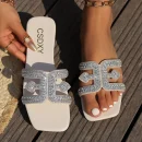 Lower Price Women Flat Slippers One Strap Flat Slide Sandals for Women Open Toe Outdoor Slip on Large Size Casual Sandals