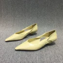 2025 Spring Autumn New Stylish Hollow-Out Oil-Wax Leather Cat Heel Shoes for Women - Comfortable Pointed Toe Low-Heeled Flats