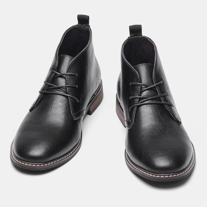 Men's Chelsea Boots Classic British Style Black Low Heel Chukka Boot Top Grain Leather Shoes for Parties and Formal Occasions - Image 4