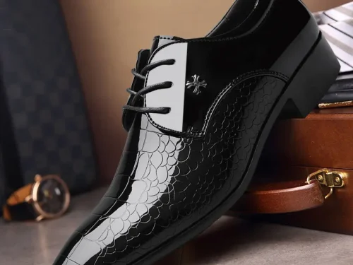 2025 Men's Leather Shoes Elegant Business Dress Shoes Formal Wedding Footwear Comfortable for Office and Special Occasions