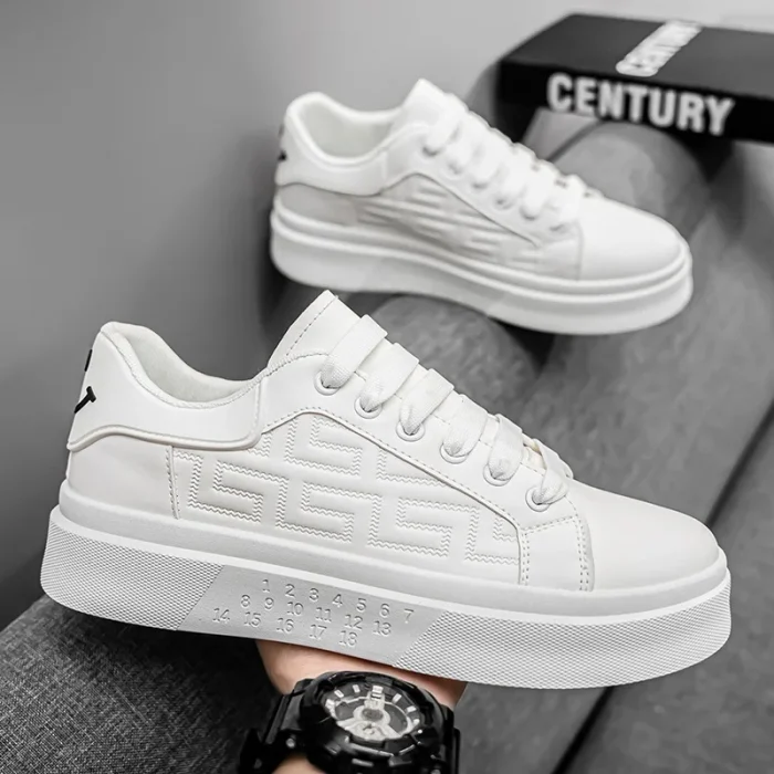 2025 Men's Trendy Casual Board Shoes Height Increasing Breathable White Sports Shoes for Summer Four Versatile Platform Design - Image 4