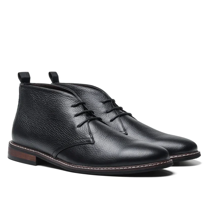 Men's Chelsea Boots Classic British Style Black Low Heel Chukka Boot Top Grain Leather Shoes for Parties and Formal Occasions - Image 2