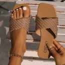 Low Price Women Flat Slippers Summer One Strap Flat Sandals for Lady Open Toe Large Size House Casual Slippers