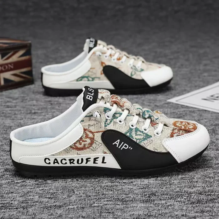 2025 New Trend Men's Casual Shoes Canvas Slip-On Sneakers Backless Half-Slippers Comfortable Walking Shoes - Image 3