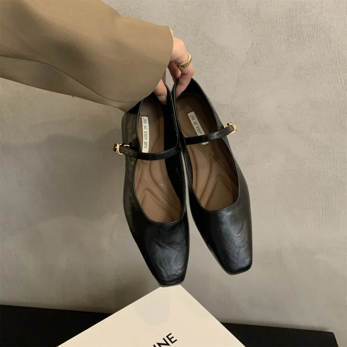 French Chic Women's High-Top Ballerina Flats with Bow - Comfortable Slip-On Low Heels and Hidden Height Increase - Image 2