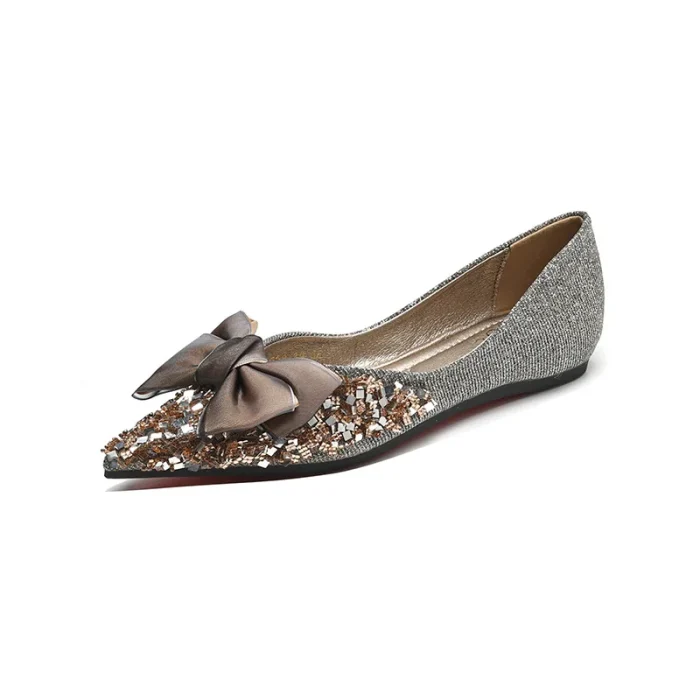 Elegant Pointed Toe Flats for Women with Bow, Rhinestone Slip-On Design, Soft Sole, Affordable Quality - Image 5