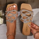 Hot Sale Women Flat Slippers Square Head Open Toe Casual Outdoor Slide Sandals Large Size Summer Beach Slippers
