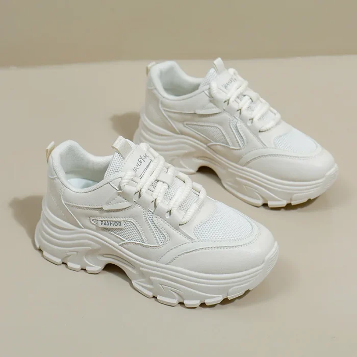 Womens Clunky Sneakers Spring New Thick Sole Casual Shoes Breathable Height Increasing Sports Footwear for Comfort and Style - Image 4