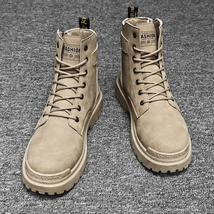 High Quality Men's Martin Boots Fall and Winter Top British Style Outdoor Motorcycle Boots Warm Leather Boots for Men - Image 4