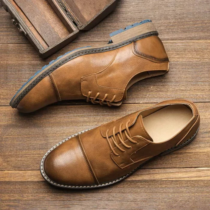 2025 New Trend Men's Dress Shoes Large Size Retro Brown Leather Business Shoes Summer Fashion Casual Footwear - Image 6